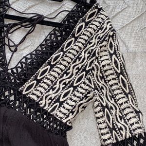 FREE PEOPLE Embroidery B&W Dress